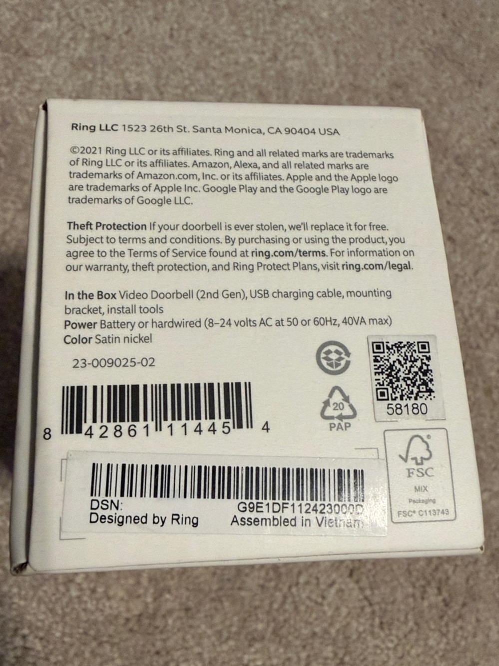 Ring Video Doorbell - Blue and White Packaging 2nd Generation - Picture 5 of 11